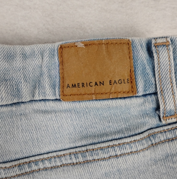 American Eagle Outfitters Light Blue Distressed High Waist Denim Shorts - Picture 4 of 6